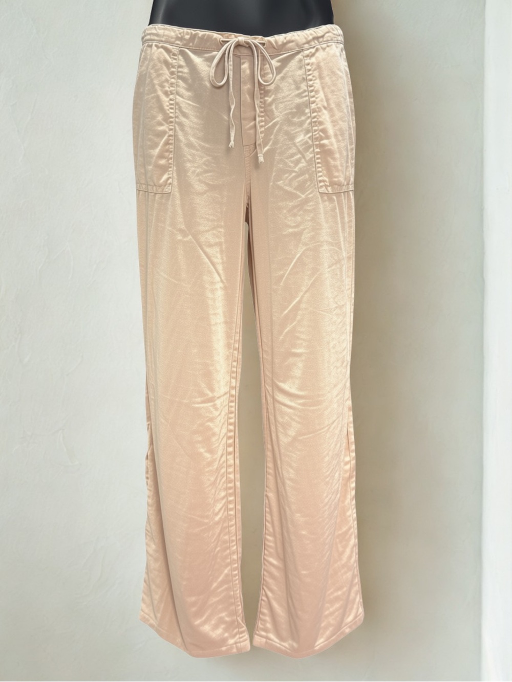 LONDONJEAN Beige Wide-Leg Drawstring Pants — 100% Linen